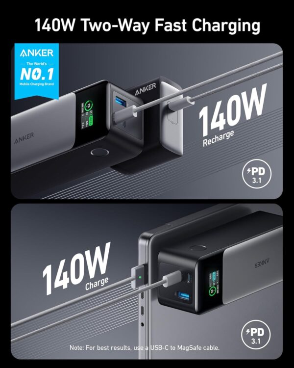 Anker Power Bank, 24,000mAh 3-Port Portable Charger with 140W Output - Image 3